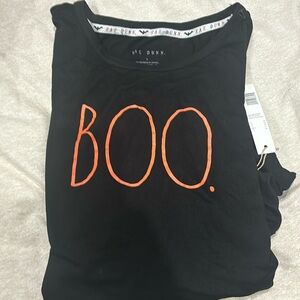 Rae Dunn Halloween boo long sleeve tee lounge wear new with tag